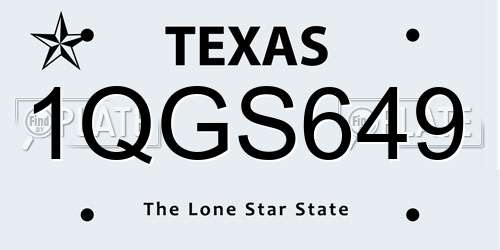 1QGS649 Texas License Plate