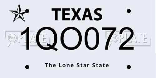 1QO072 Texas License Plate