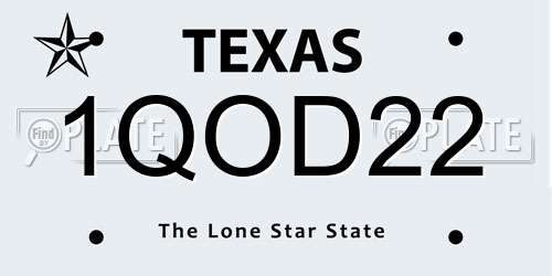 1QOD22 Texas License Plate
