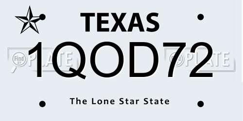 1QOD72 Texas License Plate