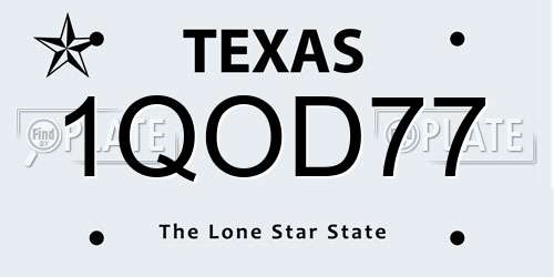 1QOD77 Texas License Plate
