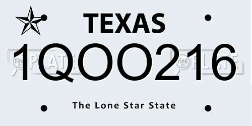 1QOO216 Texas License Plate