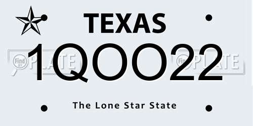 1QOO22 Texas License Plate