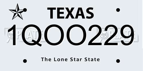 1QOO229 Texas License Plate