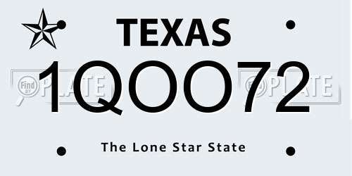 1QOO72 Texas License Plate