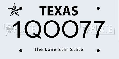 1QOO77 Texas License Plate
