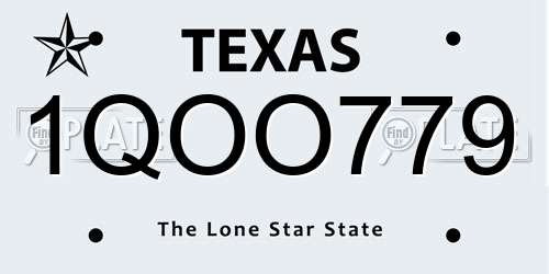 1QOO779 Texas License Plate