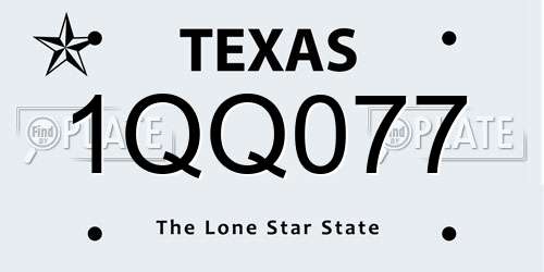 1QQ077 Texas License Plate