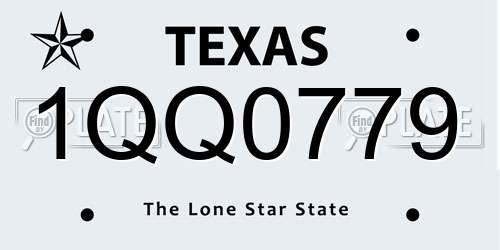 1QQ0779 Texas License Plate