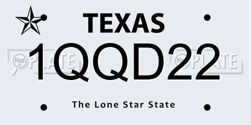 1QQD22 Texas License Plate