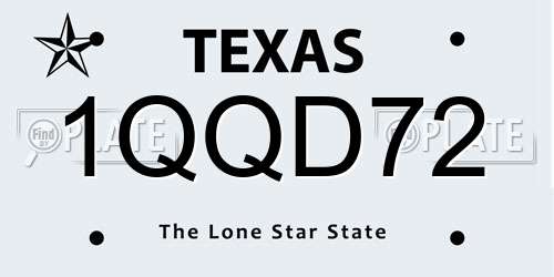 1QQD72 Texas License Plate