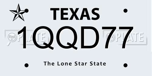1QQD77 Texas License Plate