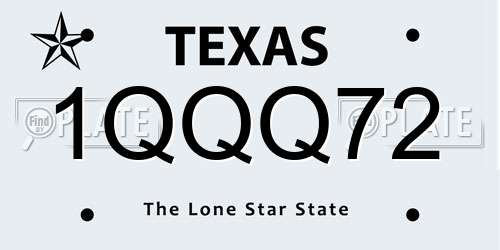 1QQQ72 Texas License Plate