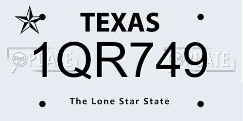1QR749 Texas License Plate