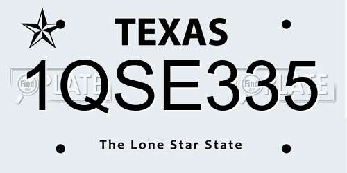 1QSE335 Texas License Plate