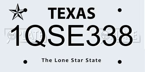 1QSE338 Texas License Plate