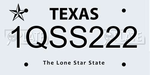 1QSS222 Texas License Plate