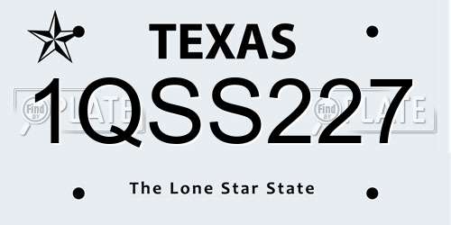 1QSS227 Texas License Plate