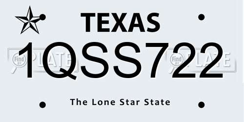 1QSS722 Texas License Plate