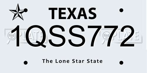 1QSS772 Texas License Plate