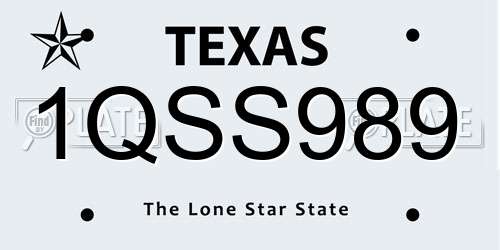 1QSS989 Texas License Plate