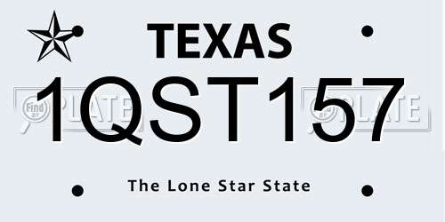 1QST157 Texas License Plate