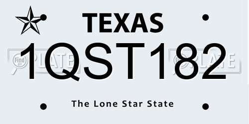 1QST182 Texas License Plate