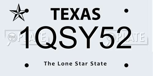 1QSY52 Texas License Plate