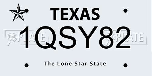 1QSY82 Texas License Plate