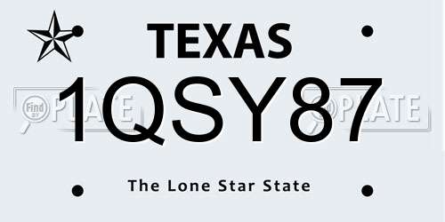 1QSY87 Texas License Plate