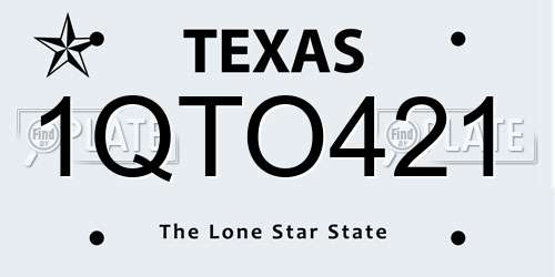 1QTO421 Texas License Plate