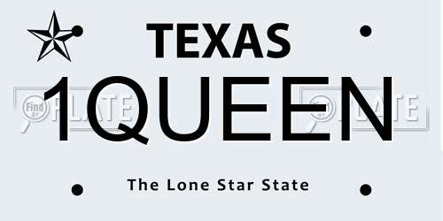 1QUEEN Texas License Plate