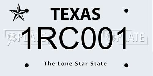 1RC001 Texas License Plate