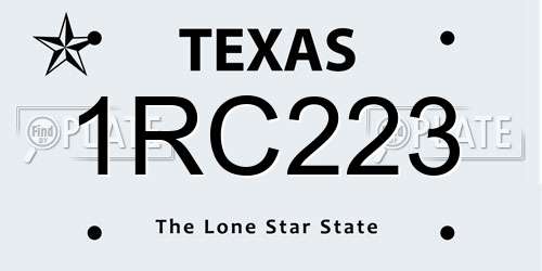1RC223 Texas License Plate