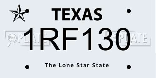 1RF130 Texas License Plate