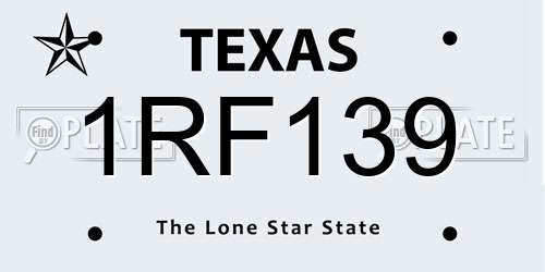 1RF139 Texas License Plate