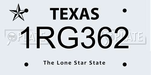 1RG362 Texas License Plate
