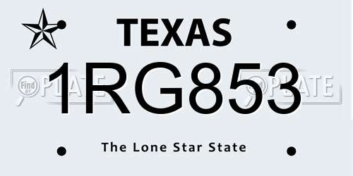 1RG853 Texas License Plate
