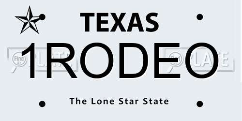 1RODEO Texas License Plate
