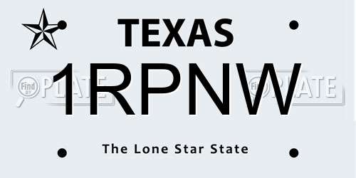 1RPNW Texas License Plate