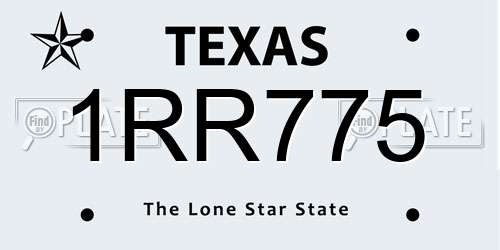 1RR775 Texas License Plate