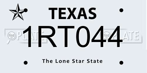 1RT044 Texas License Plate