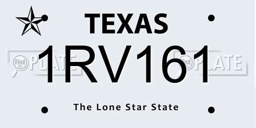 1RV161 Texas License Plate