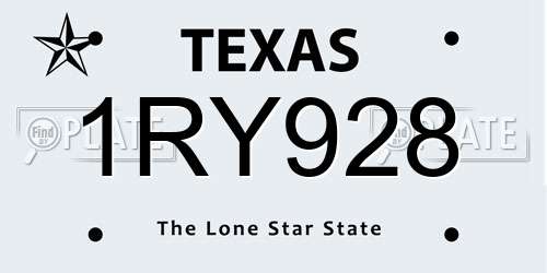 1RY928 Texas License Plate