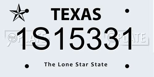 1S15331 Texas License Plate