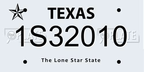 1S32010 Texas License Plate