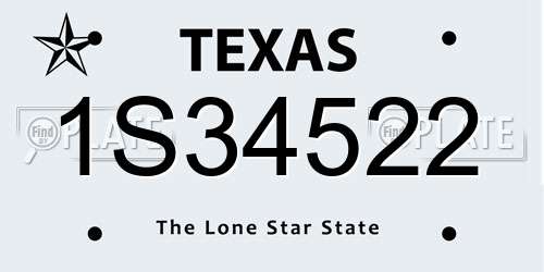 1S34522 Texas License Plate