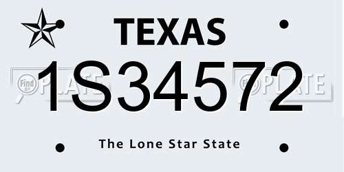 1S34572 Texas License Plate