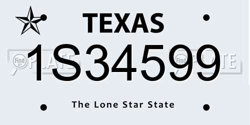 1S34599 Texas License Plate