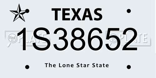 1S38652 Texas License Plate